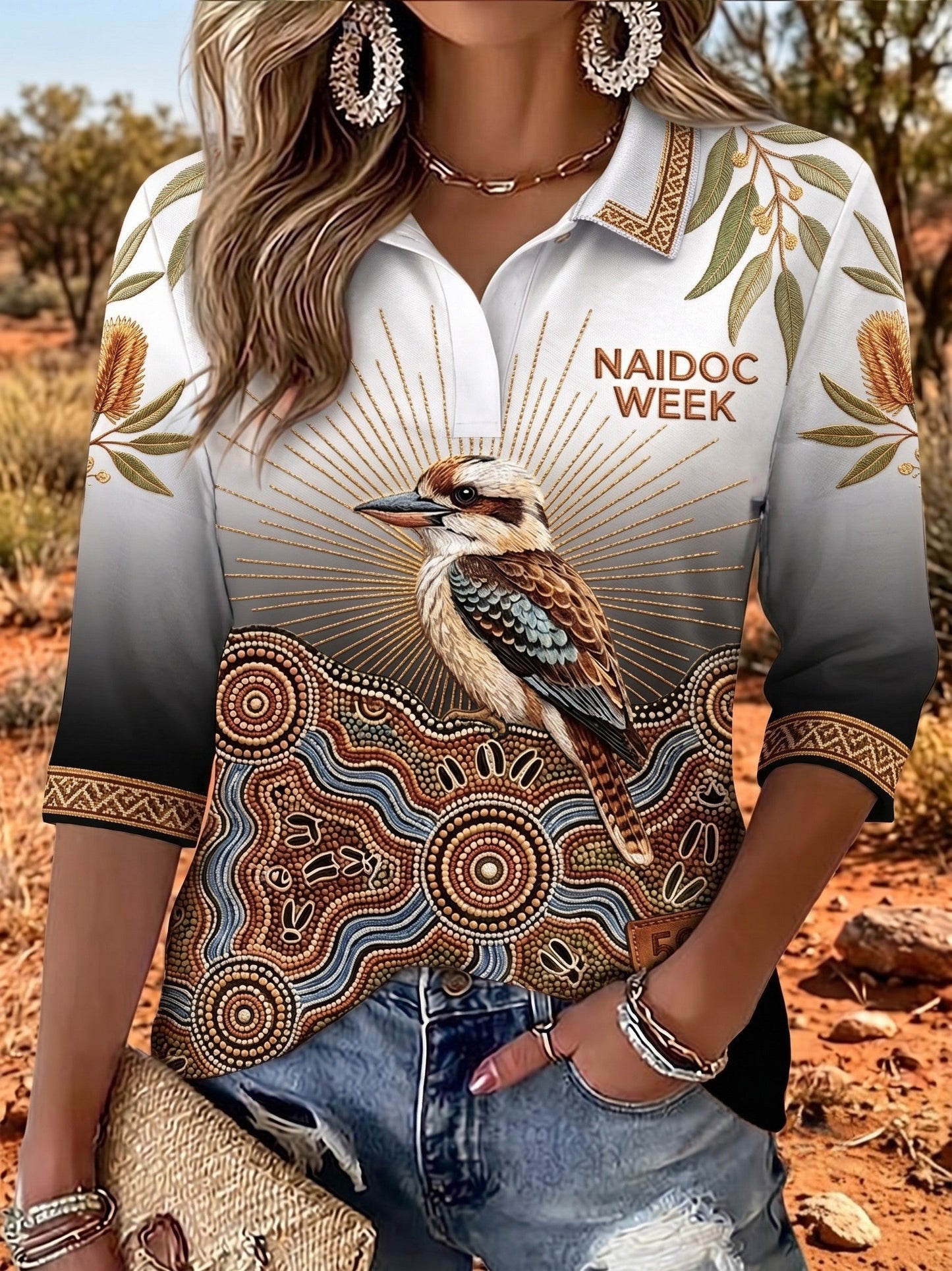 Women's Australia Naidoc Week Mid-Sleeve V-Neck T-Shirt