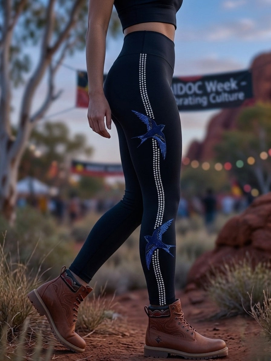 Women's AU Aboriginal Art NAIDOC Week Printed Sports Stretch Leggings