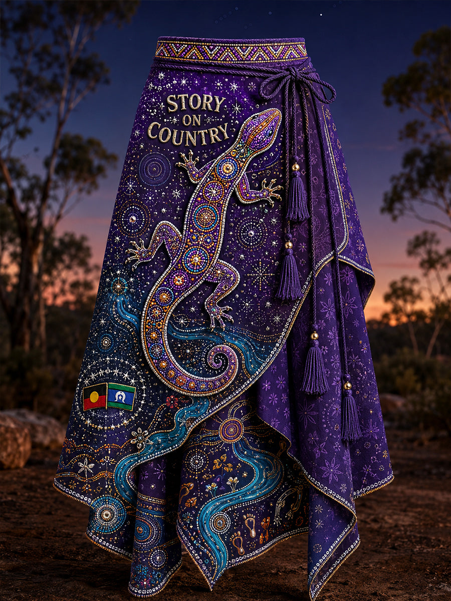 Women's Australia Naidoc Week Art Printed Irregular Skirt