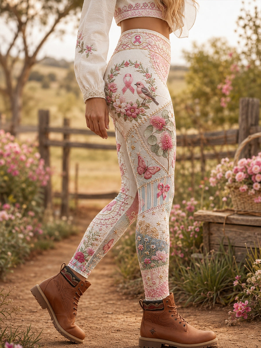 Women's Australia Breast Cancer Awareness Art High-Waisted Slim Fit Casual Leggings