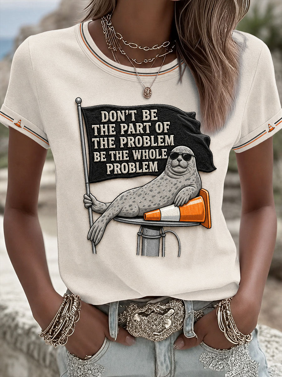 Women's Funny Neil The Seal Printed T-shirt