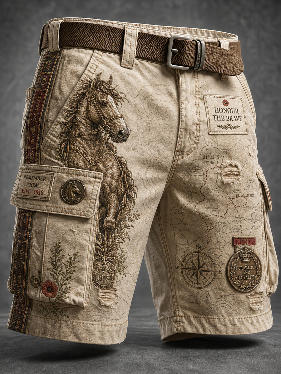 Men's Australian Veterans' Memorial Art Print Casual Shorts