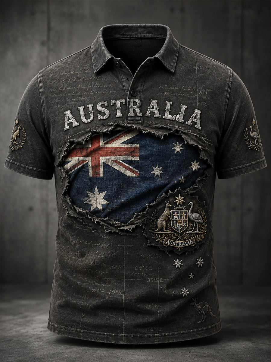 Men's Australia Flag Art Short Sleeve Shirt