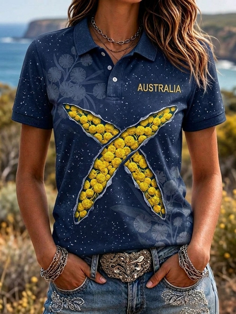 Women's Australia Pride Art Printed Polo Shirt