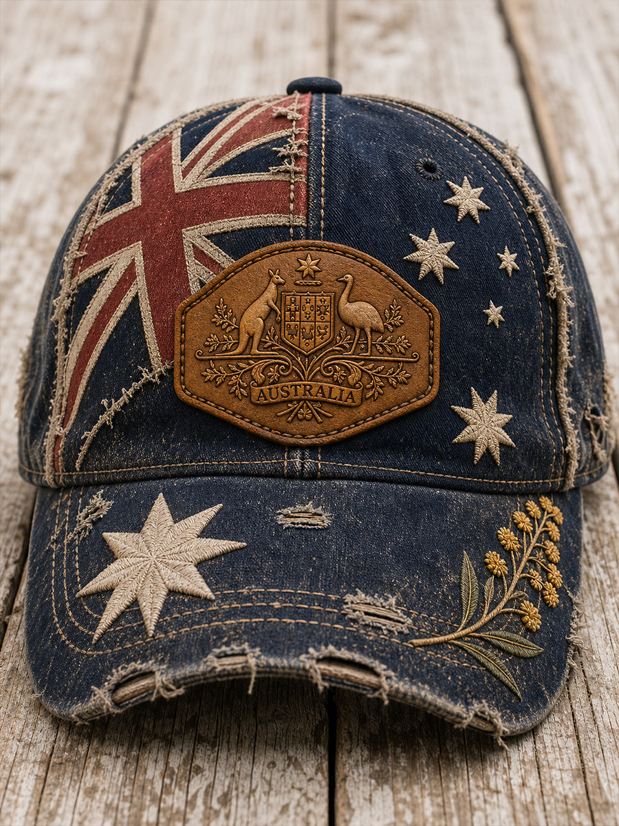Unisex Vintage Australian Art Print Casual Flat-Brim Cap