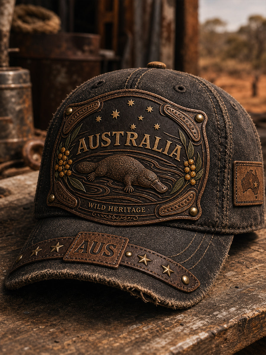 Unisex Vintage Australian Art Print Casual Flat-Brim Cap