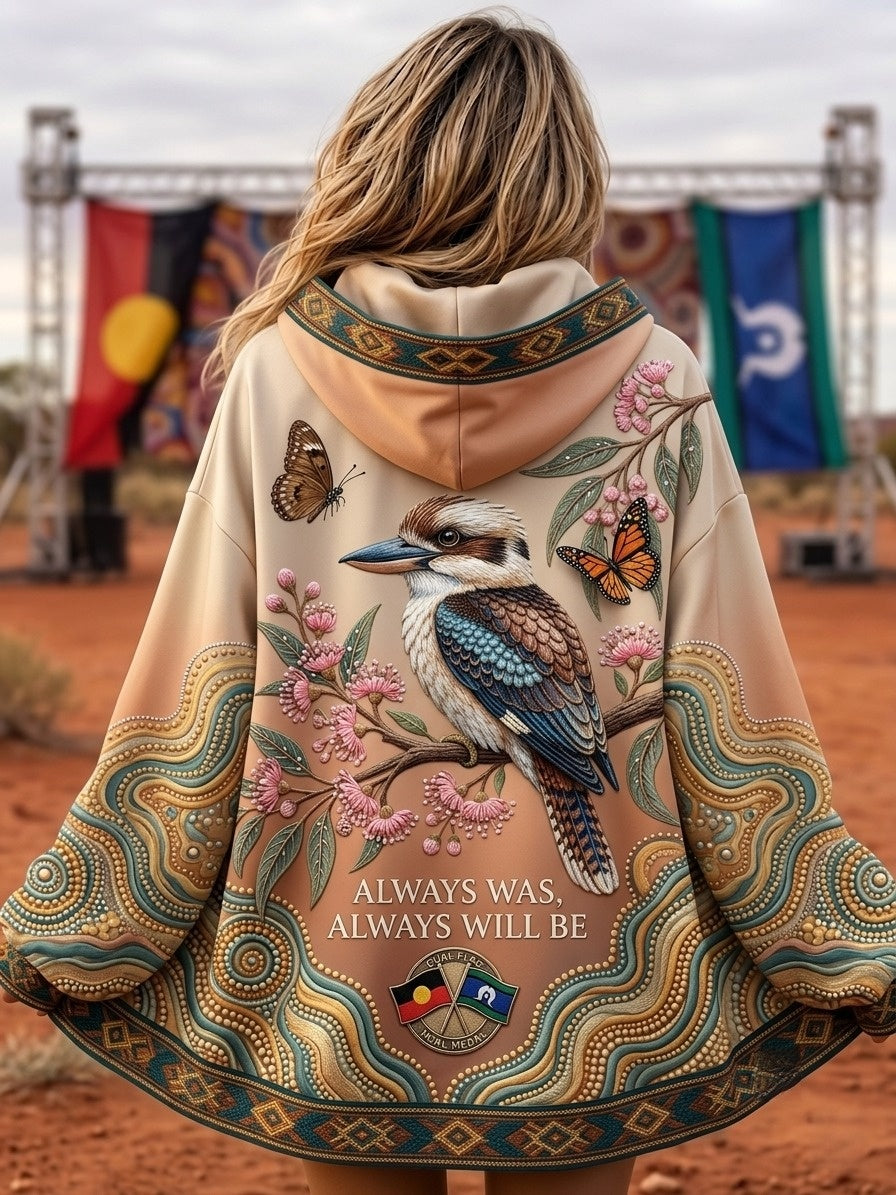 Women's AU Aboriginal Art NAIDOC Week Printed Zip-Up Hoodie