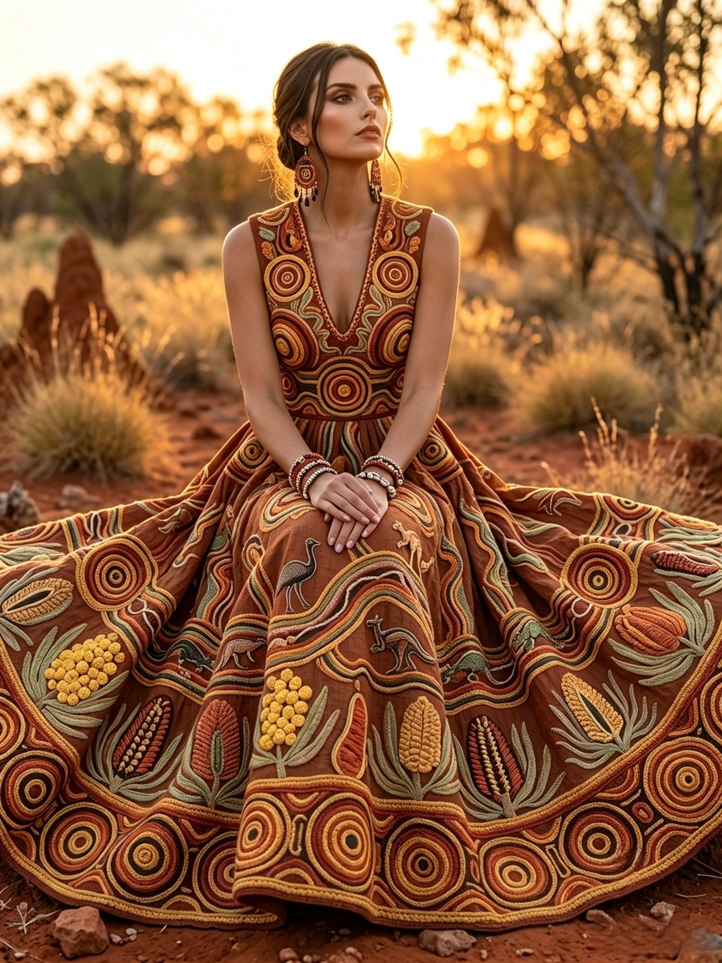 Women's AU Aboriginal Art NAIDOC Week Printed Sleeveless Dress