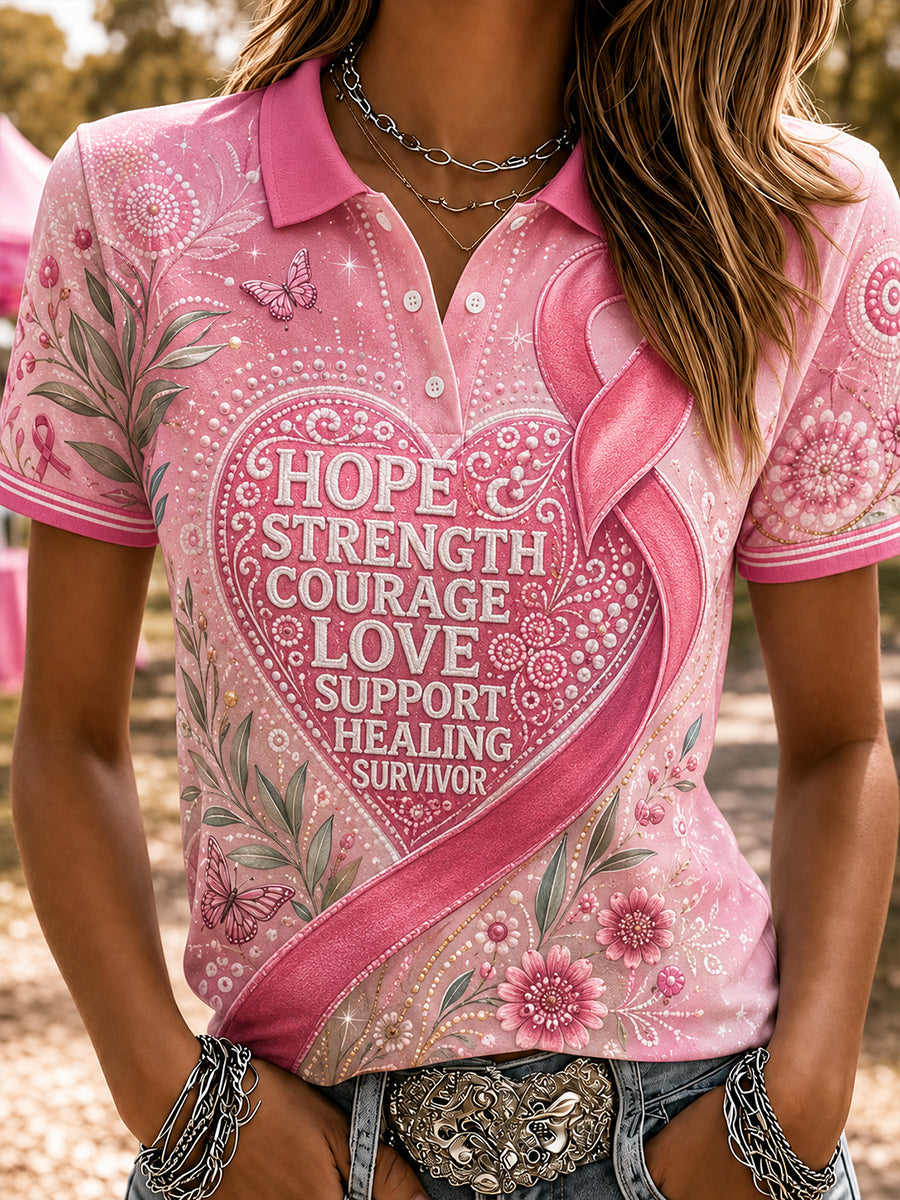 Women's Breast Cancer Awareness Australia Polo T-Shirt