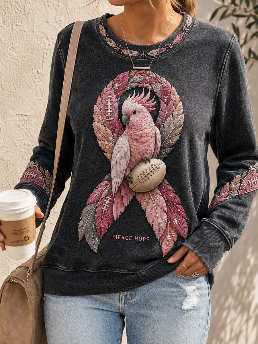 Women's Australia Breast Cancer Awareness Footy Art Printed Sweatshirt