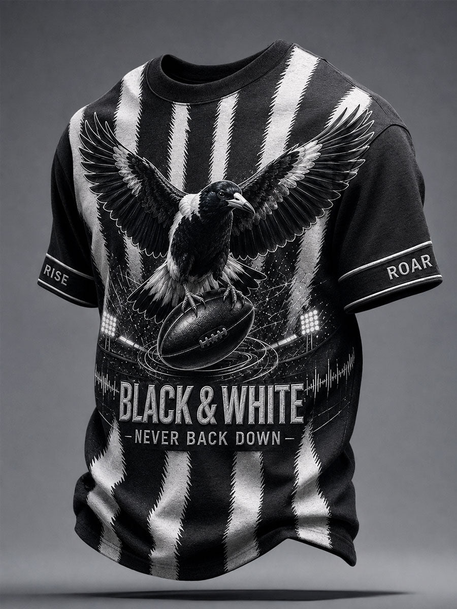 Men's AU Footy Lover Magpies Art Printed T-shirt