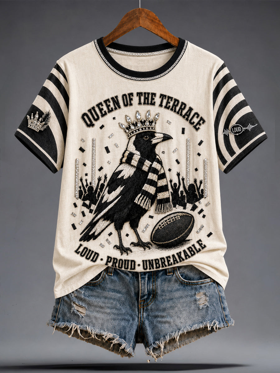Women's Australia Magpies Footy Lover Art Printed T-shirt