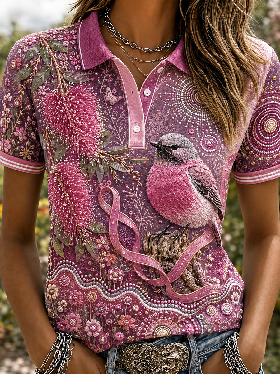 Women's Australia Breast Cancer Awareness Polo T-Shirt