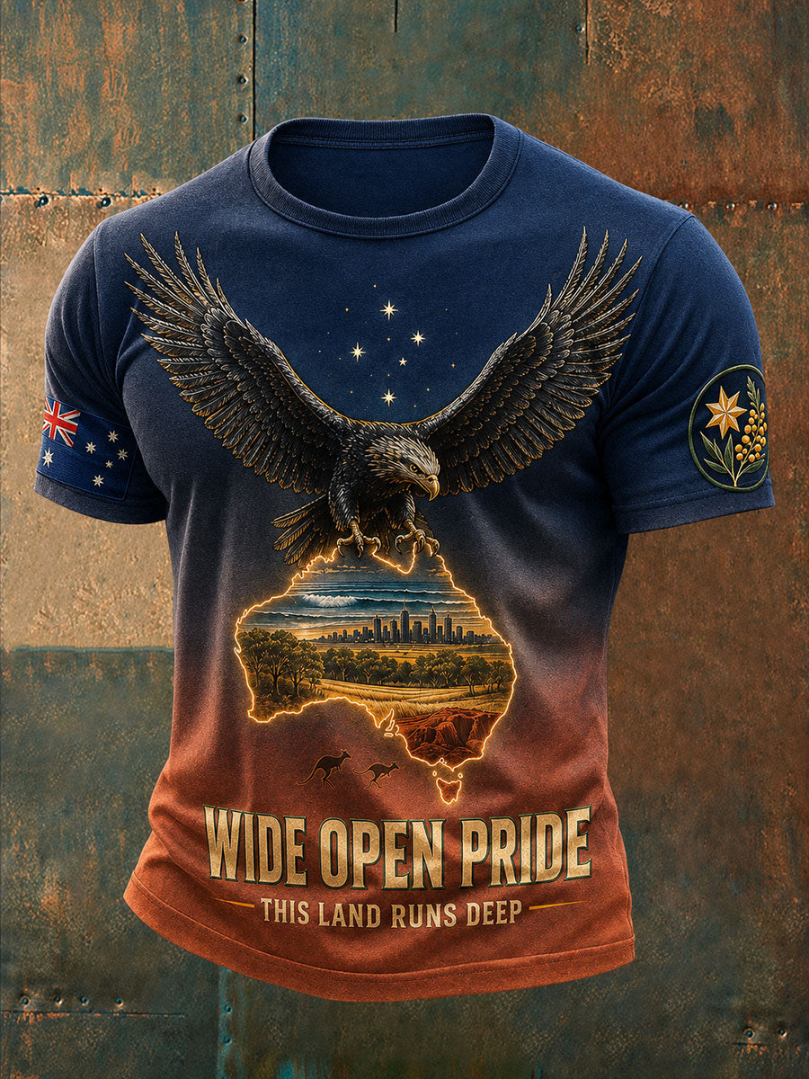 Men's Australia Aussie Proud Art Printed T-shirt