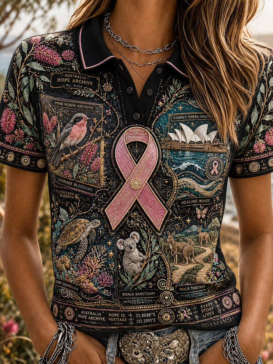 Women's Breast Cancer Awareness Australia Polo T-Shirt