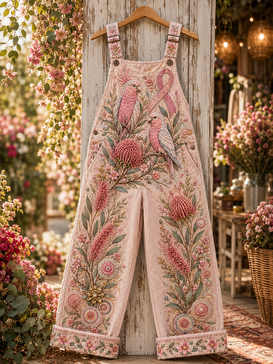 Women's Breast Cancer Awareness Australia Art Print Casual Overalls