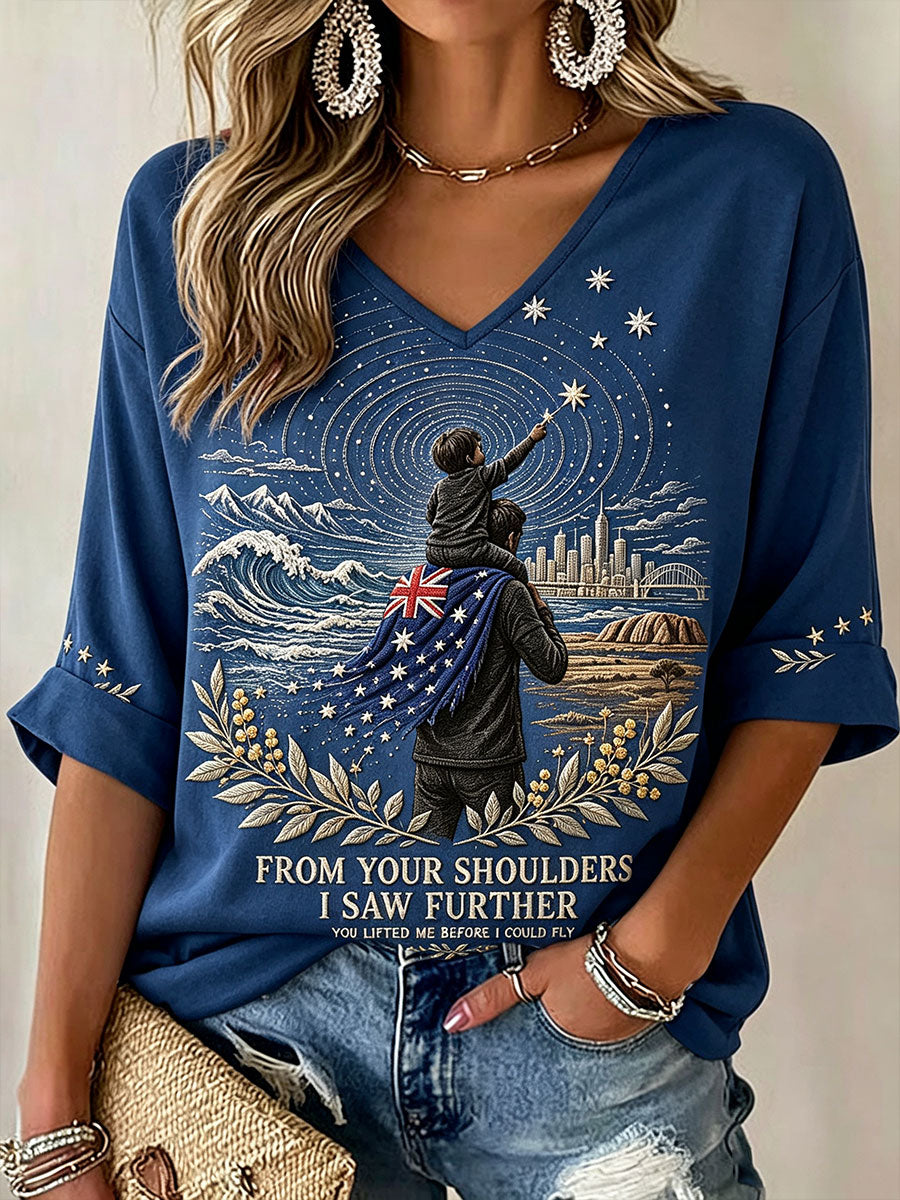 Women's Australia Father's Day Art Printed T-shirt