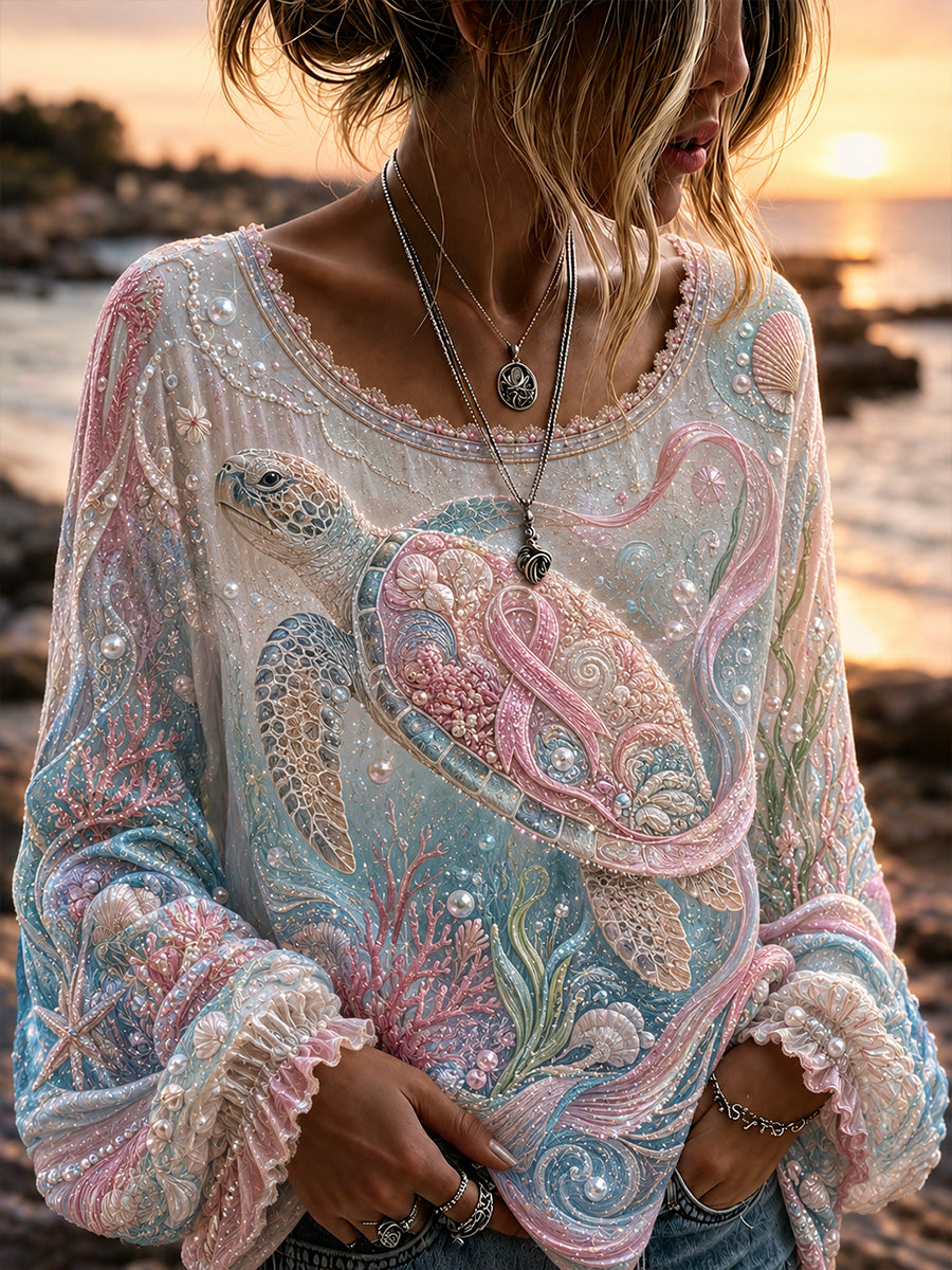 Women's Australia Breast Cancer Awareness Cotton-Linen Shirt