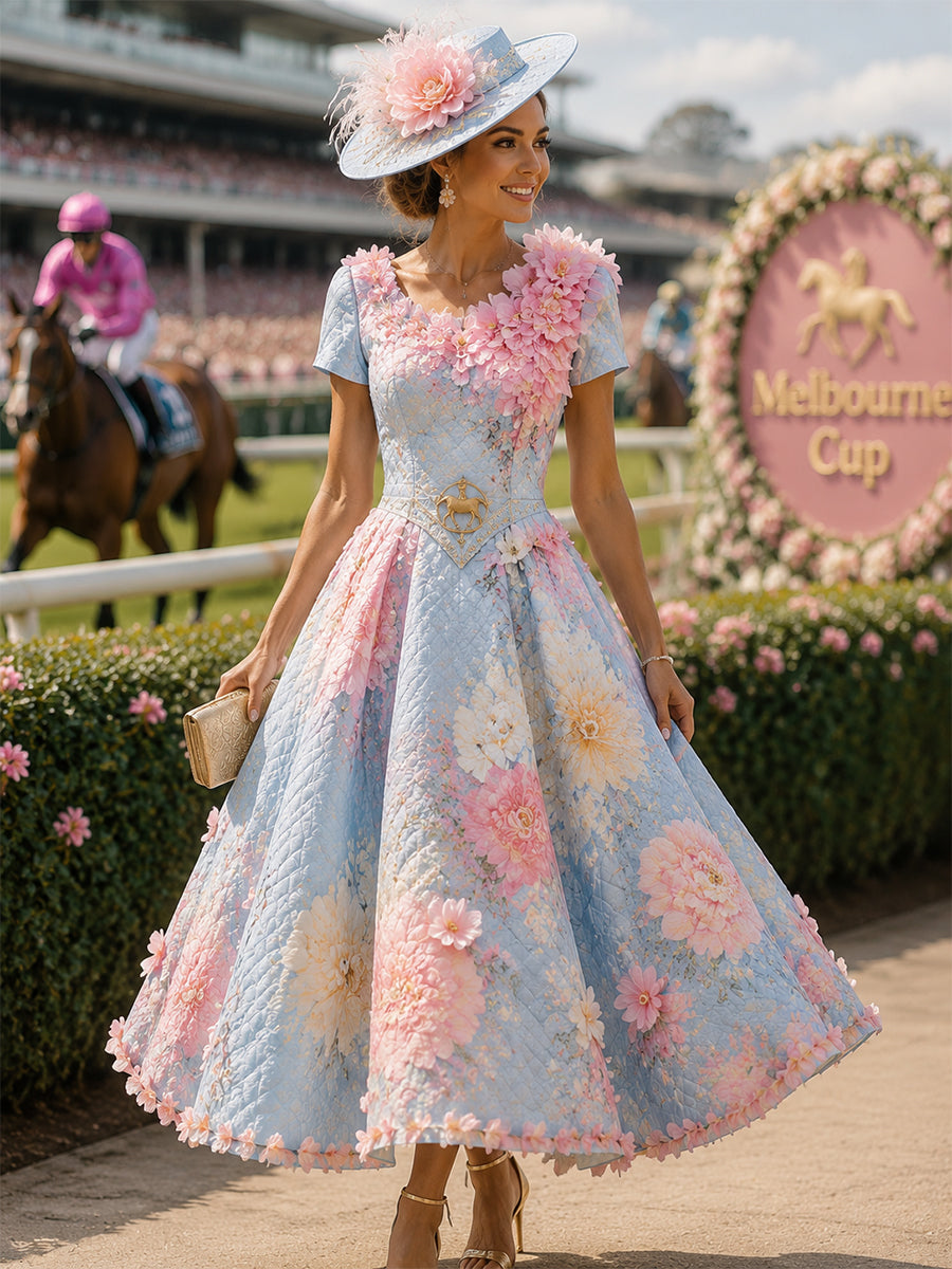 Women's Vintage Melbourne Cup Australian Horse Racing Dress