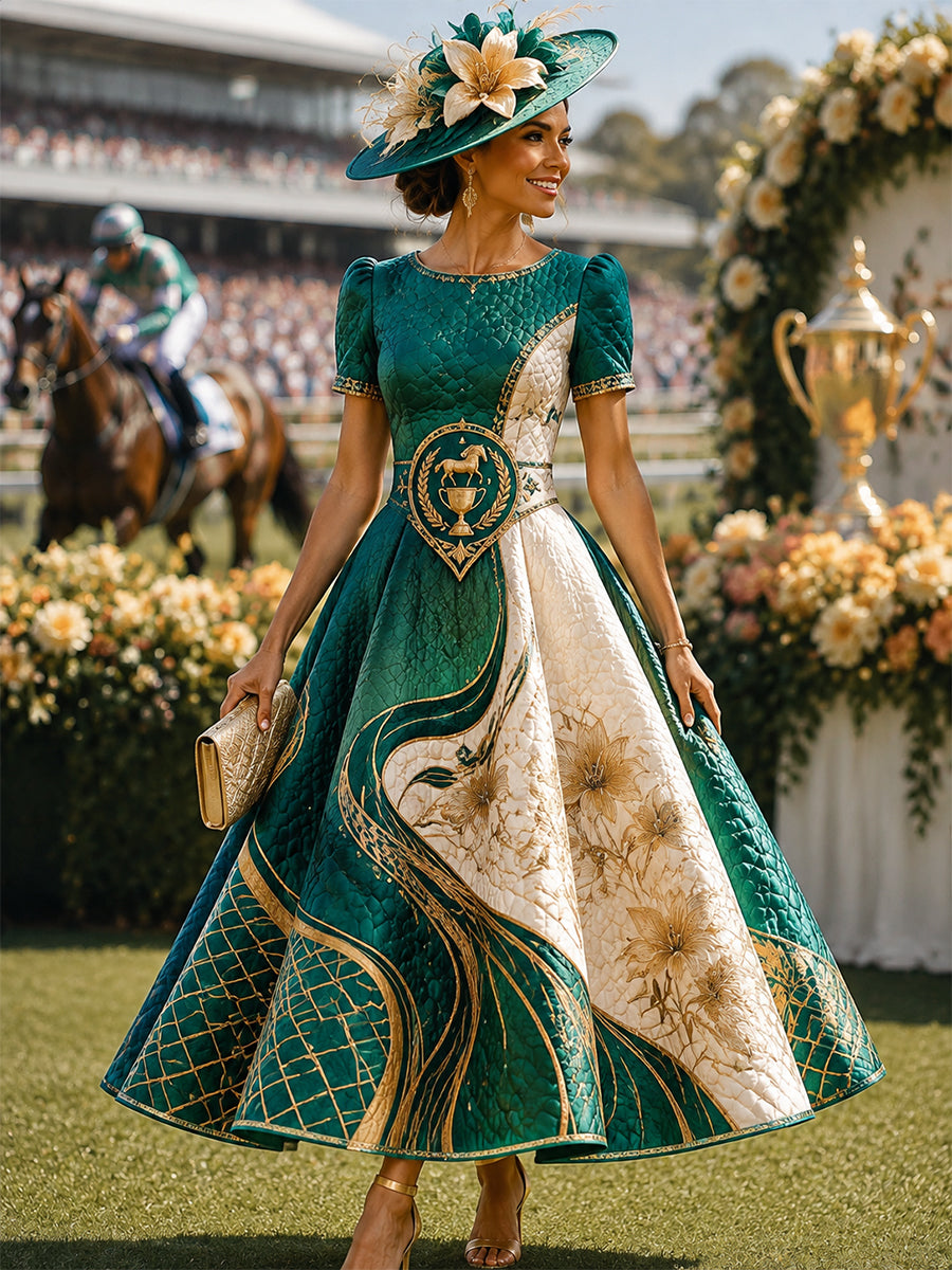 Women's Vintage Melbourne Cup Australian Horse Racing Dress