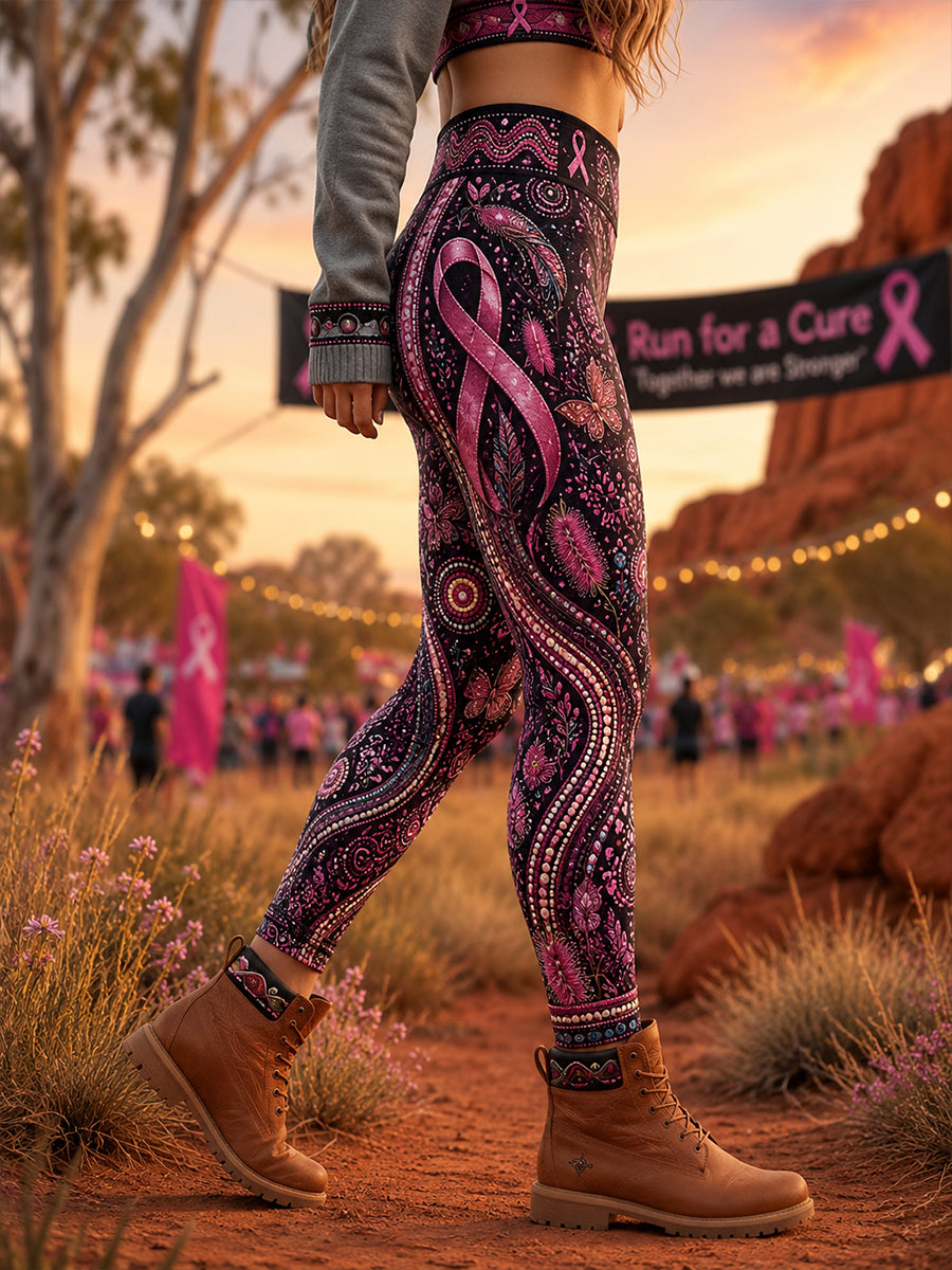 Women's Australia Breast Cancer Awareness High-Waisted Slim Fit Casual Leggings