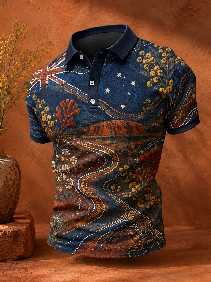 Men's Australia Floral Art Printed Casual Tops
