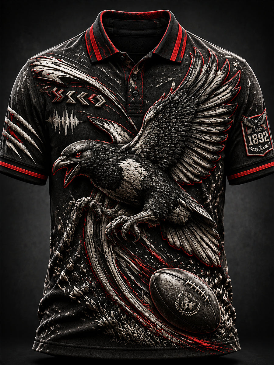 Men's Australia Magpies Footy Lover Art Printed Polo Shirt