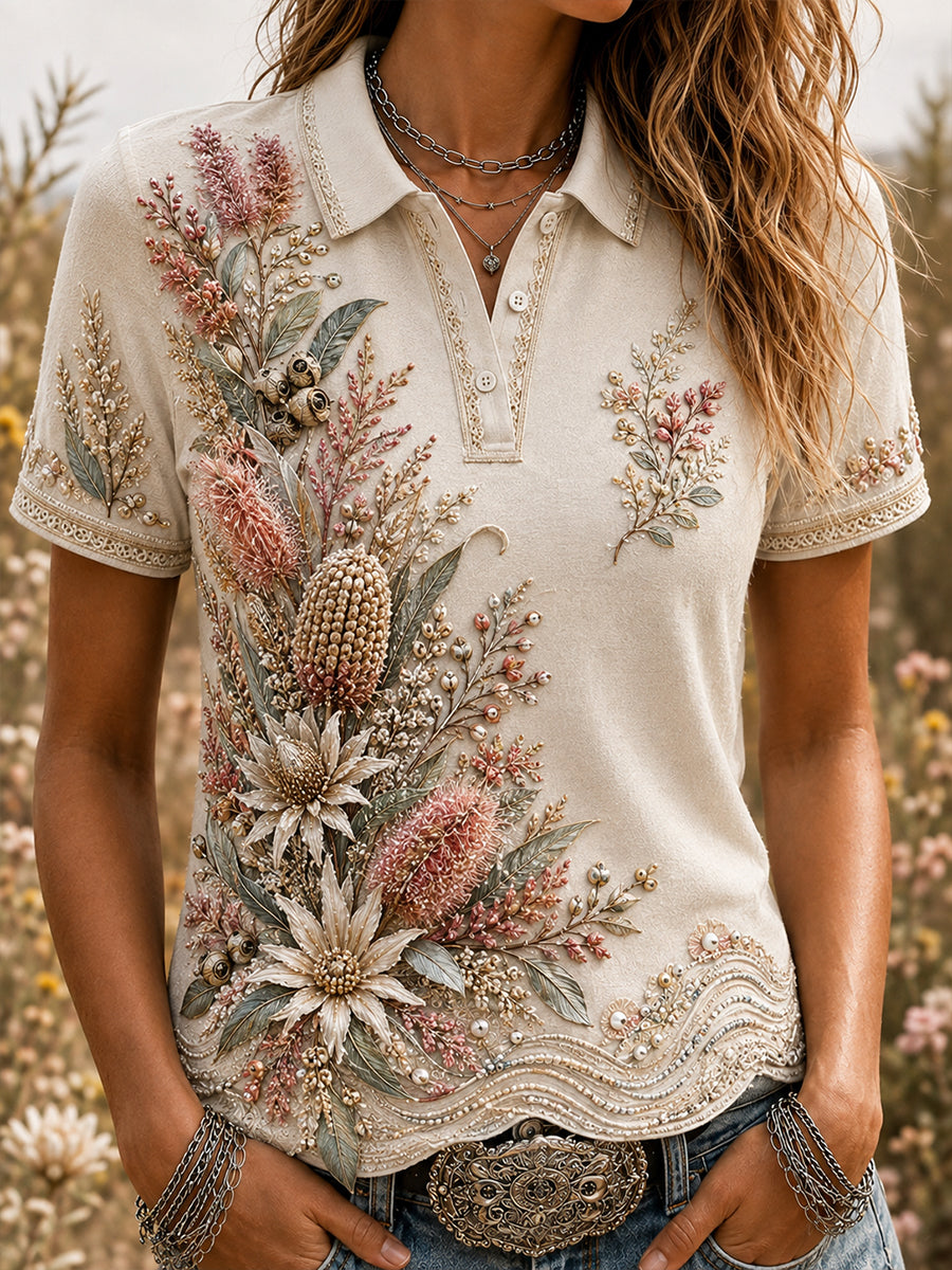 Women's Australian Wildflower Season Polo T-Shirt