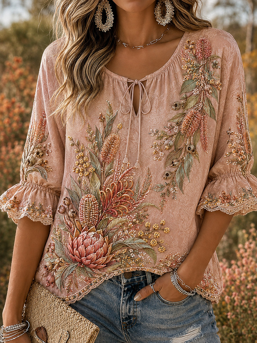 Women's Australian Wildflower Season Print T-Shirt
