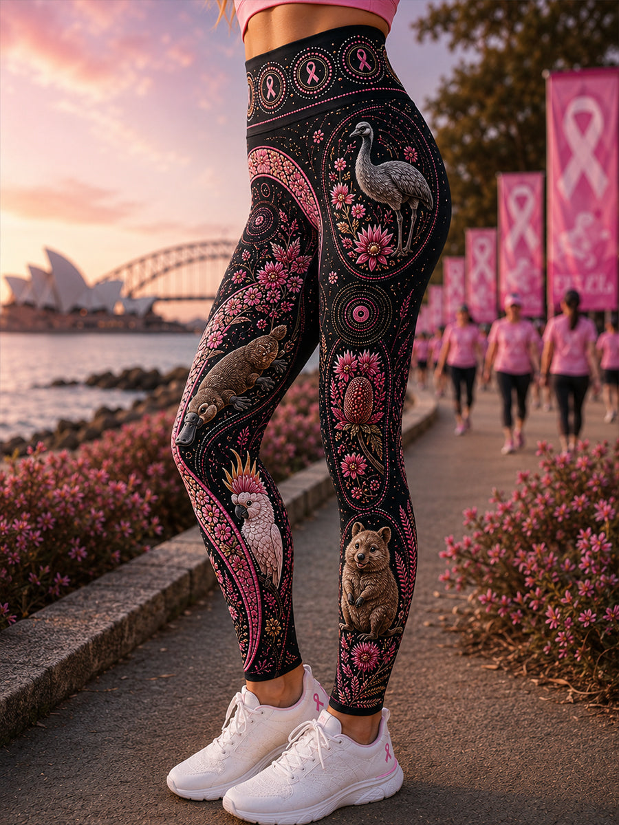 Women's Breast Cancer Awareness Australia High-Waisted Slim Fit Casual Leggings