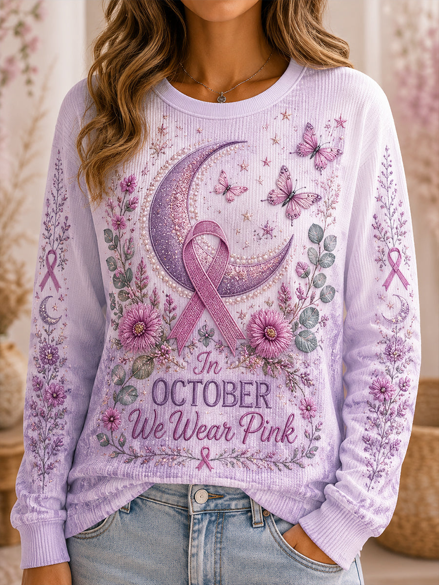 Women's Australia Breast Cancer Awareness Round neck long sleeve T-shirt