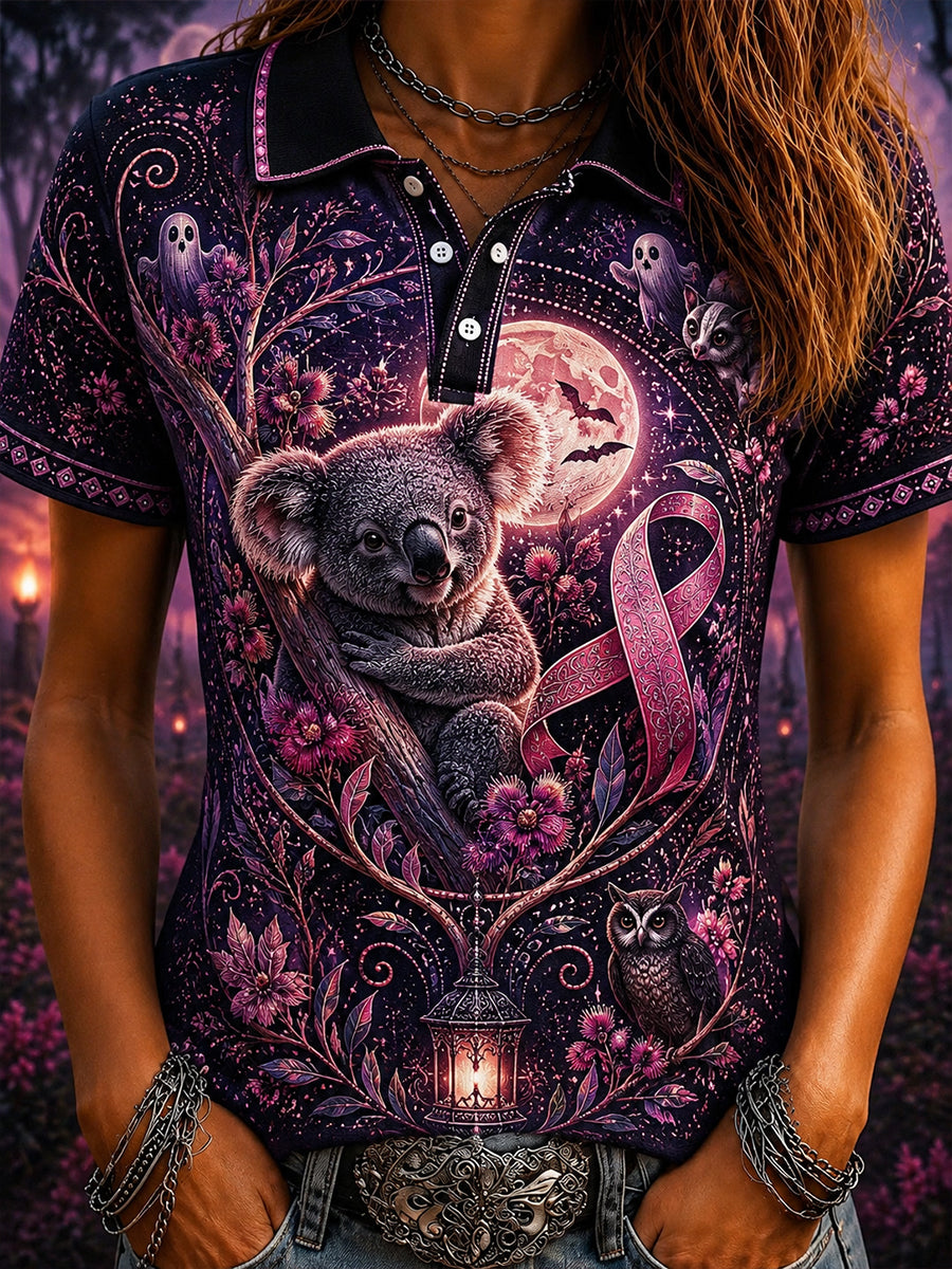 Women's Australian Pink October Breast Cancer Halloween Short-Sleeved T-Shirt