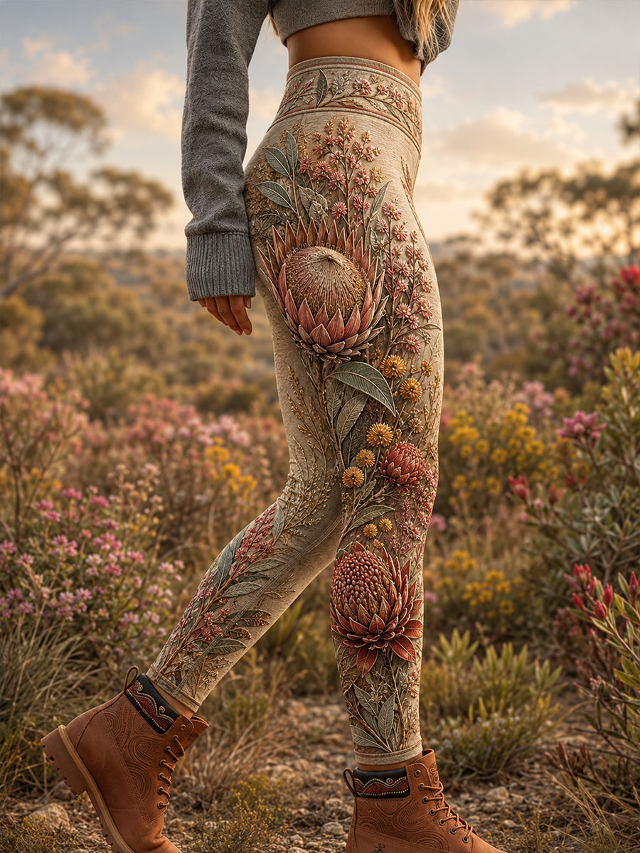 Women's Australian Plants High-Waisted Slim Fit Casual Leggings