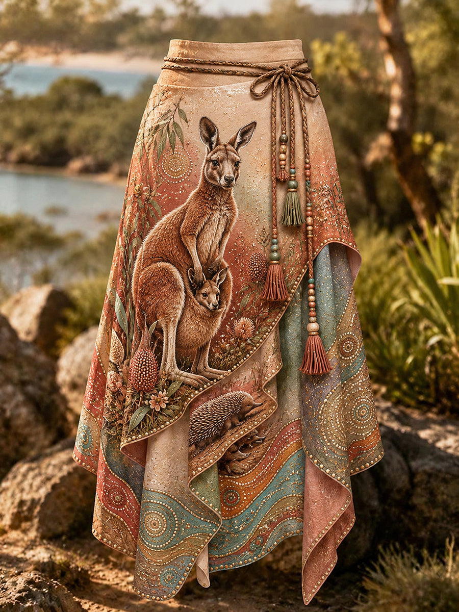 Women's Australian Animals Art Printed Irregular Skirt