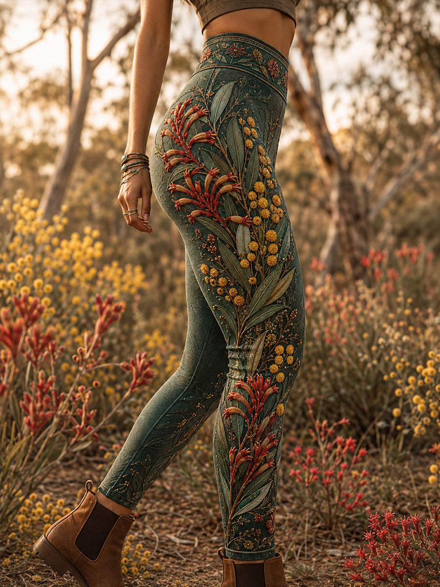 Women's Australian Plants High-Waisted Slim Fit Casual Leggings
