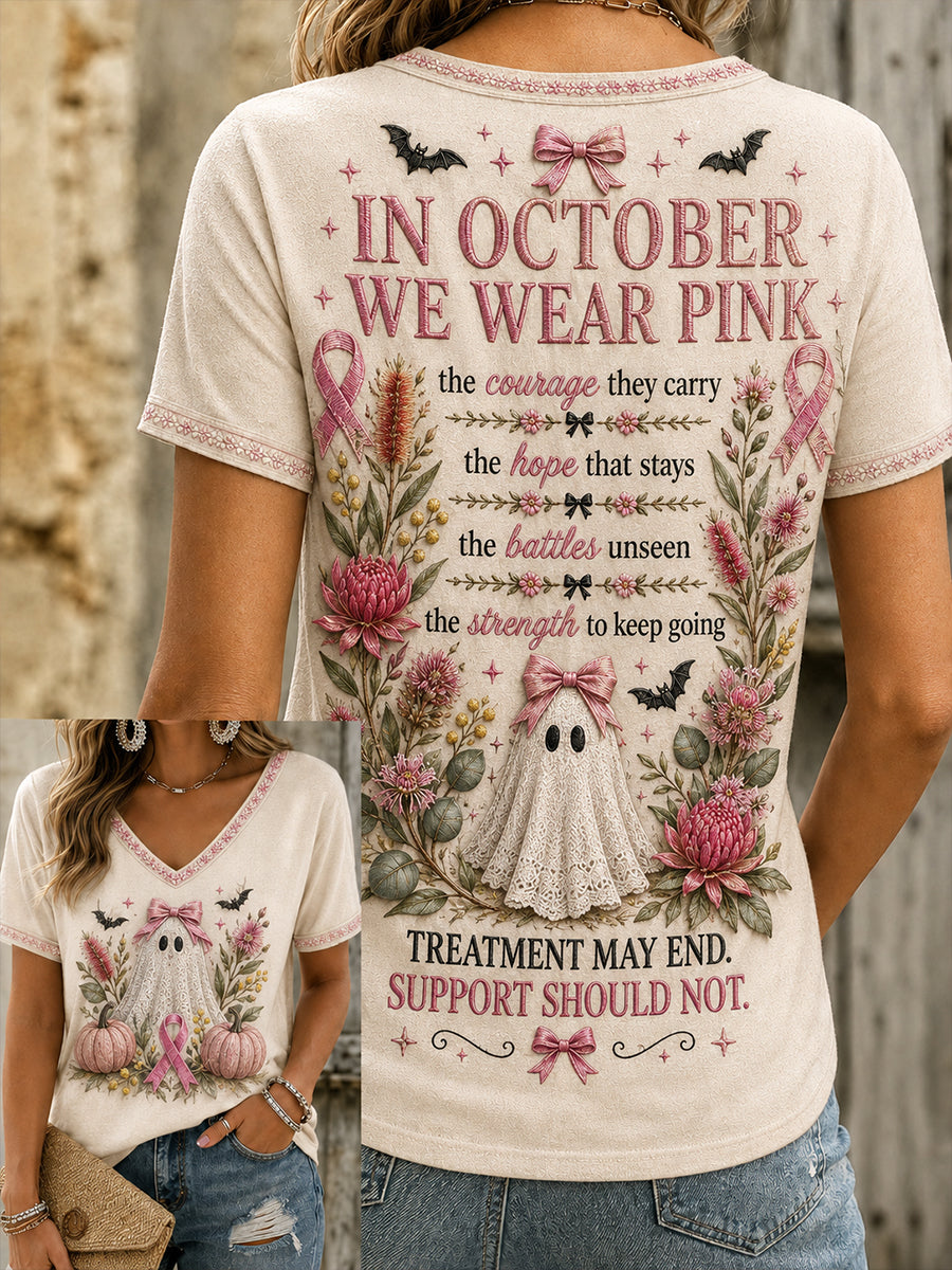 Women's Australian Pink October Breast Cancer Halloween Short-Sleeved T-Shirt