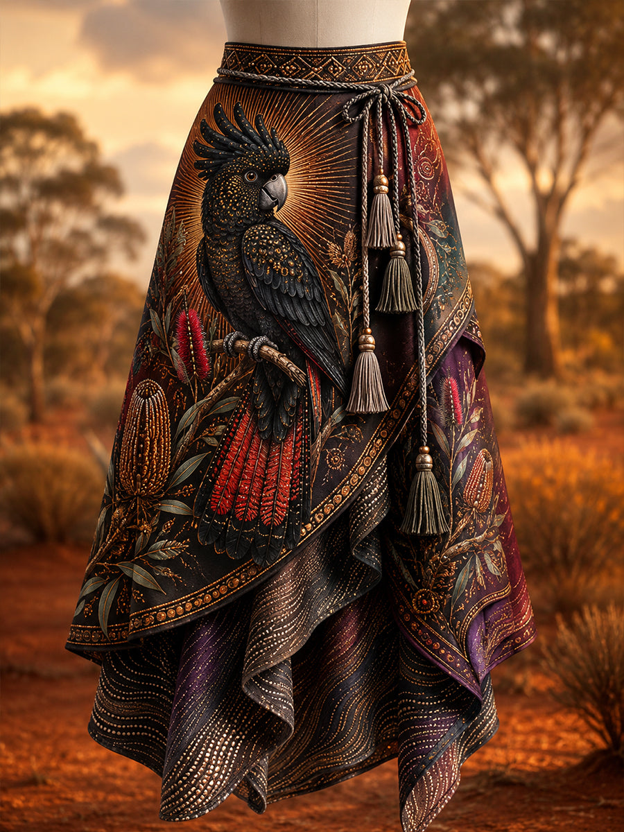 Women's Australian Animals Printed Irregular Skirt