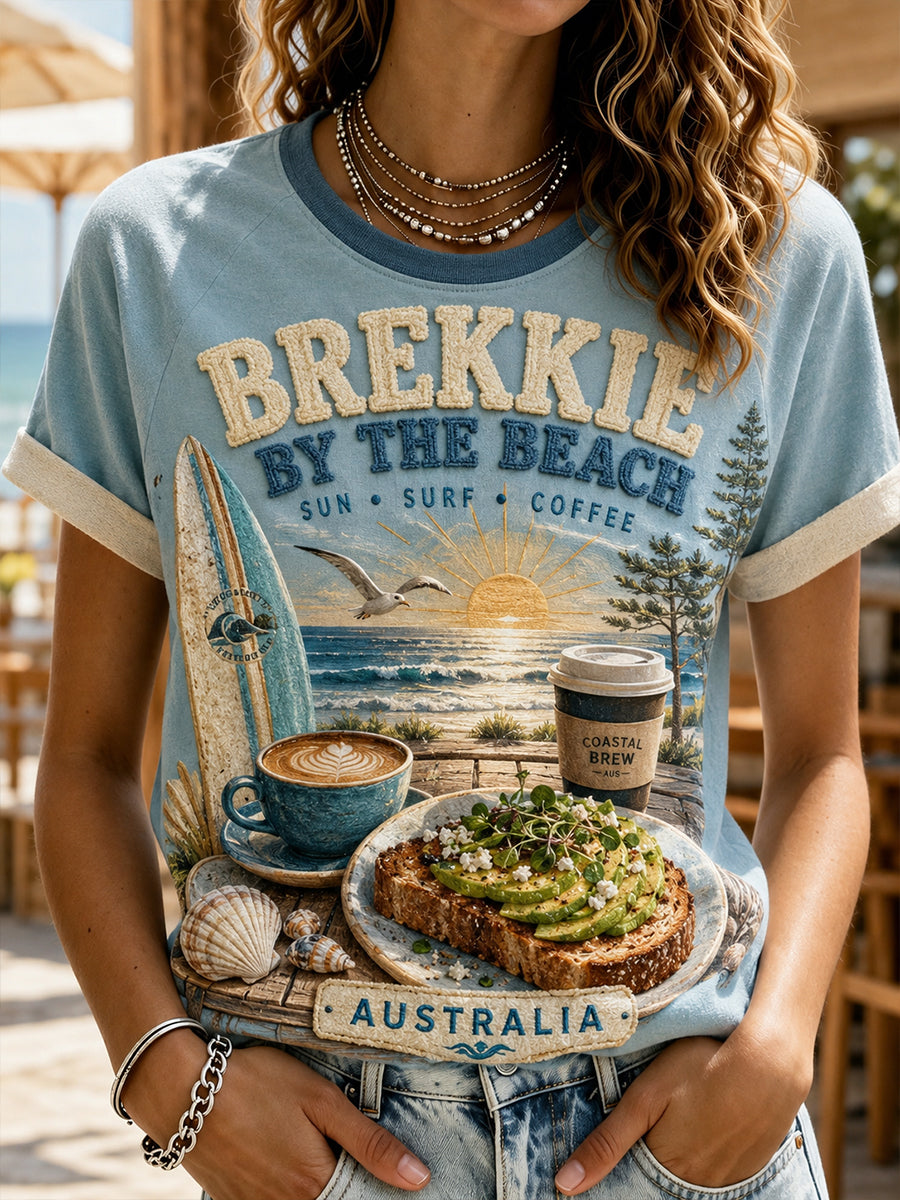 Women's Australian-Style Breakfast Round Neck Short Sleeve T-Shirt