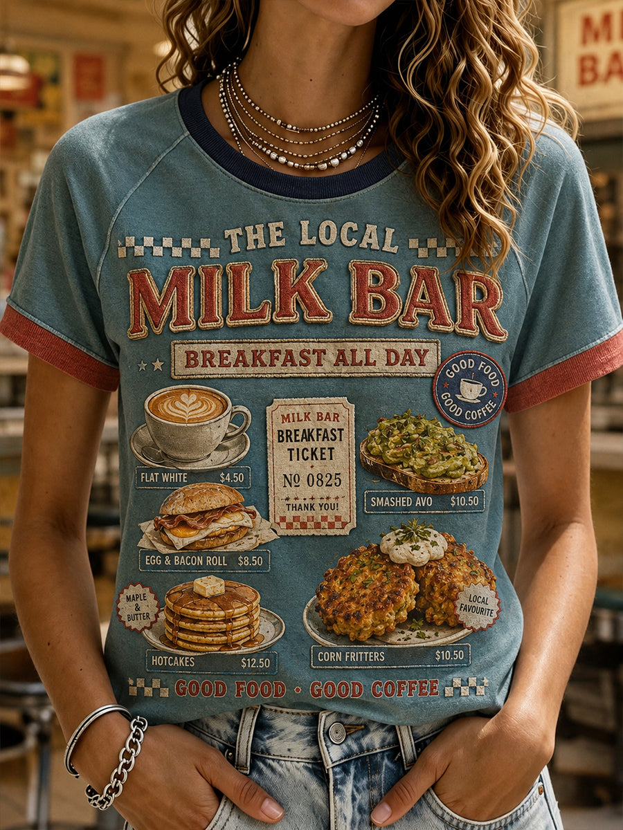 Women's Australian-Style Breakfast Round Neck Short Sleeve T-Shirt