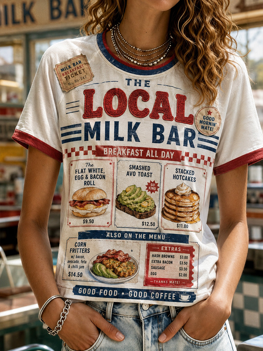 Women's Australian-Style Breakfast Round Neck Short Sleeve T-Shirt