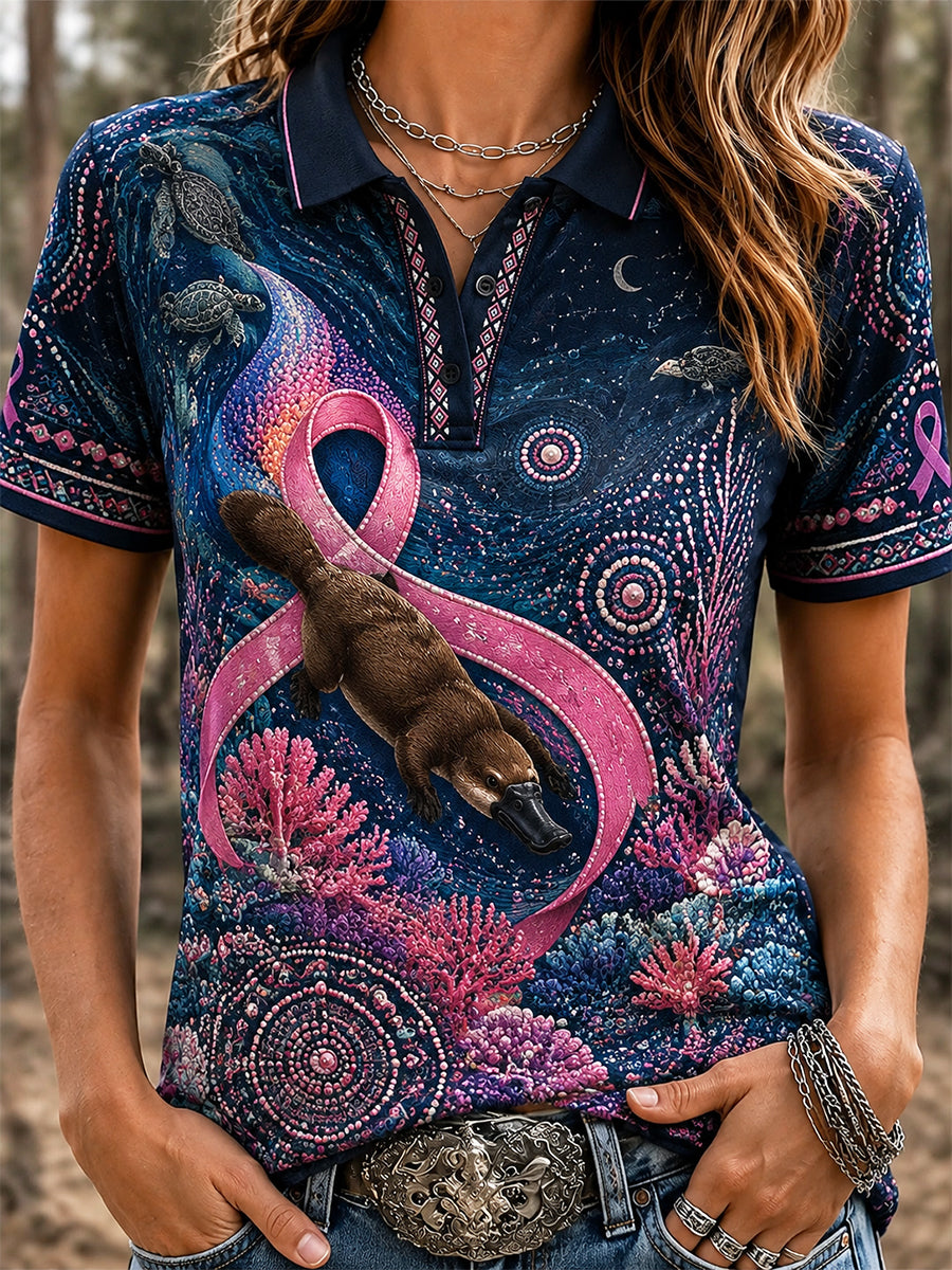 Women's Australian Breast Cancer Awareness Polo T-Shirt