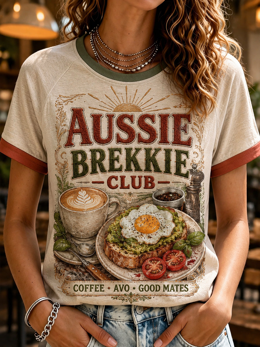 Women's Australian-Style Breakfast Round Neck Short Sleeve T-Shirt