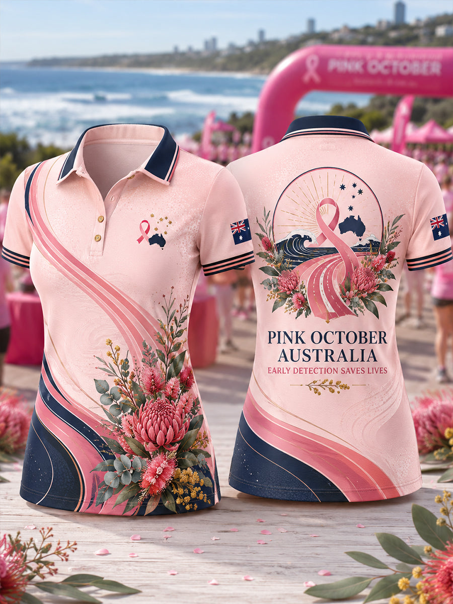 Women's Breast Cancer Awareness In Australia Polo T-Shirt