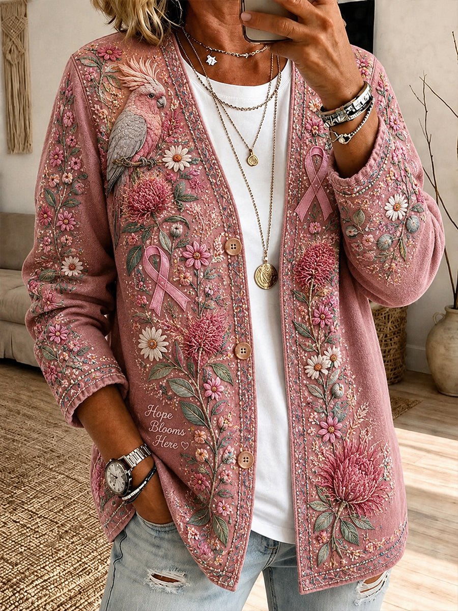 Women's Breast Cancer Awareness In Australia Denim Casual Cardigan