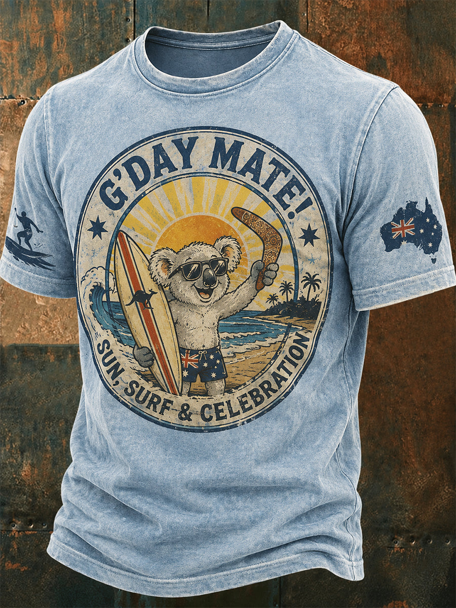 Men's Australia Day Art Printed T-shirt