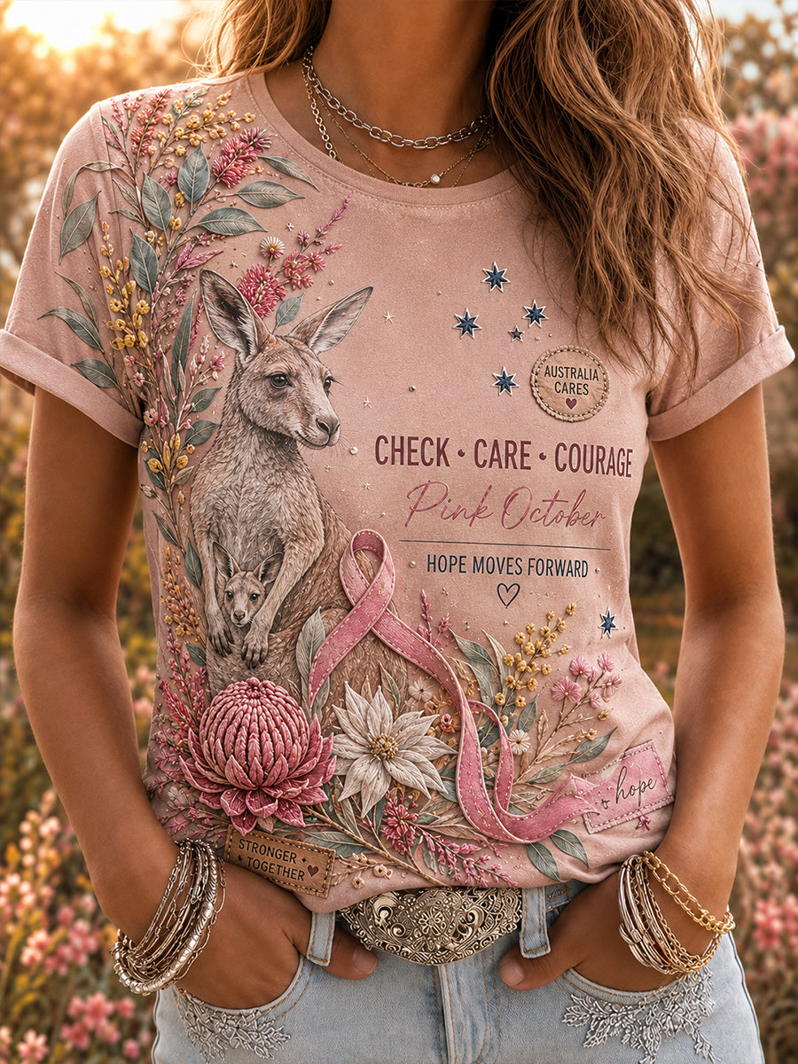 Women's October Breast Cancer Awareness Campaign In Australia Short-Sleeved T-Shirt