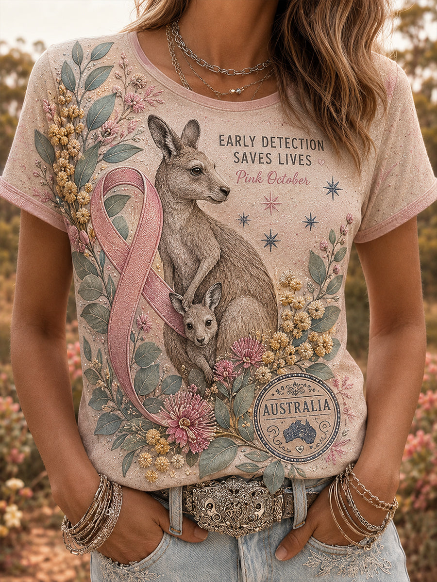 Women's October Breast Cancer Awareness Campaign In Australia Short-Sleeved T-Shirt