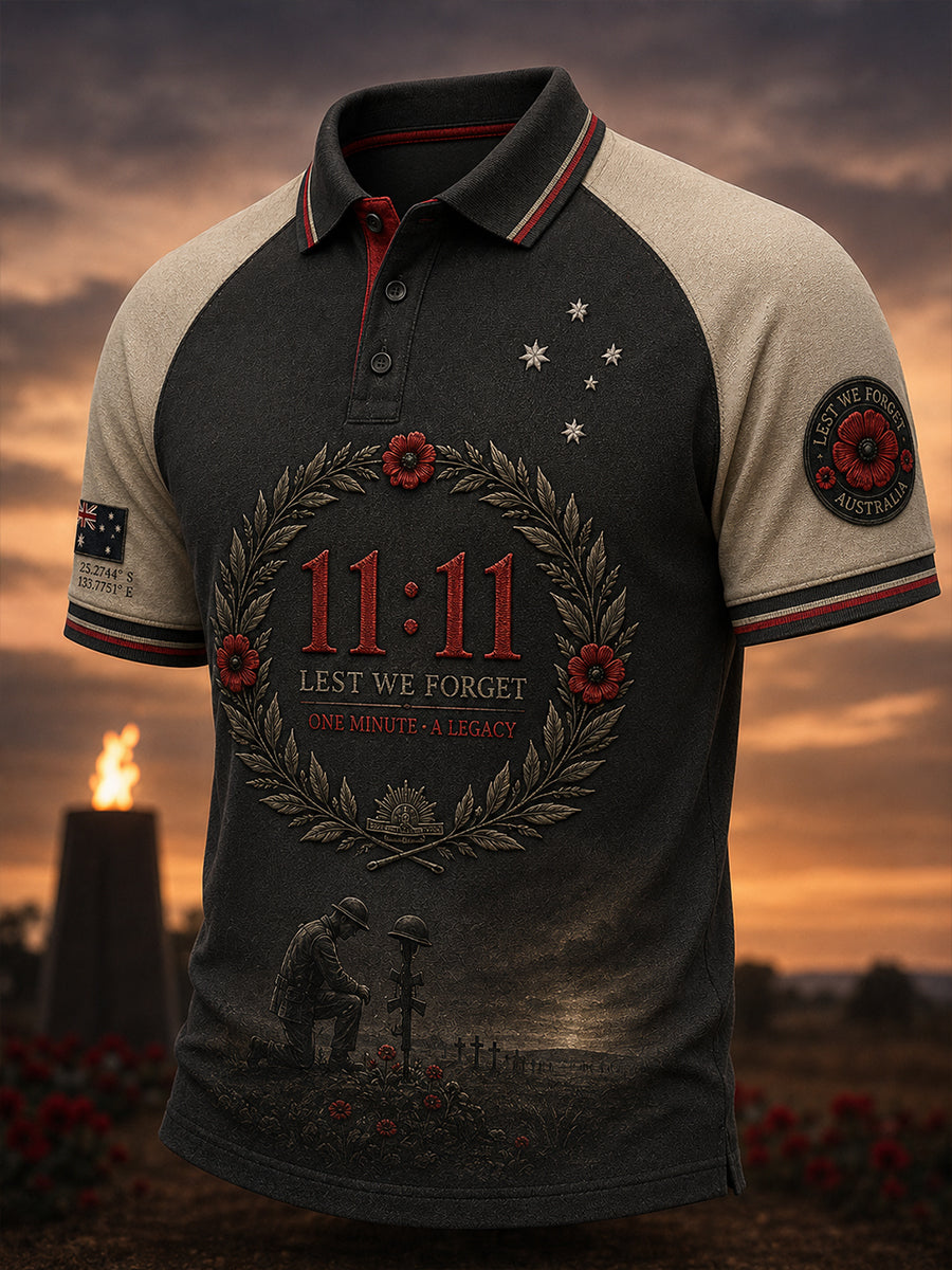 Men's Australia Remembrance Day Print Polo Shirt