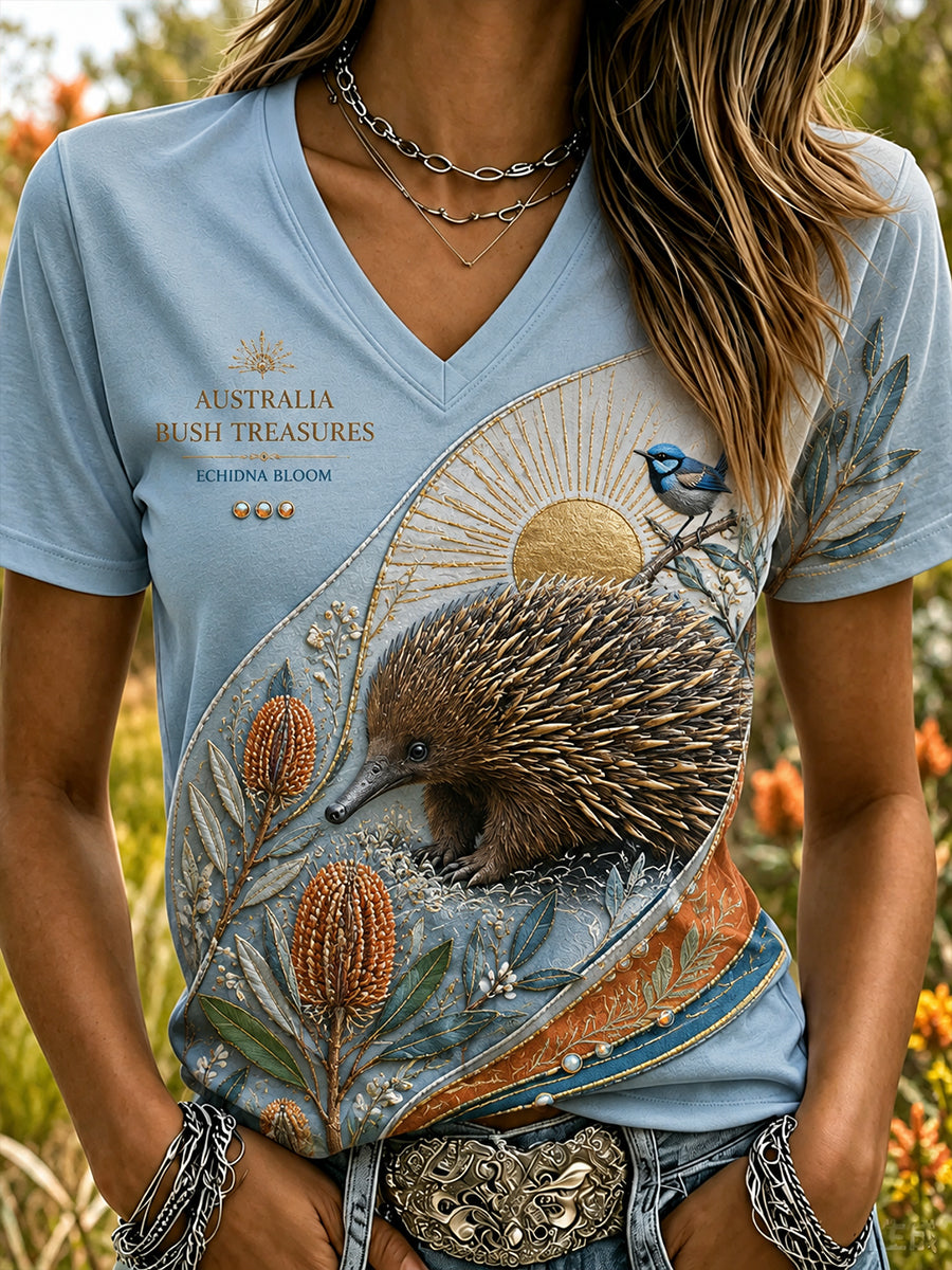 Women's Australian Animals V-Neck Short Sleeve T-Shirt