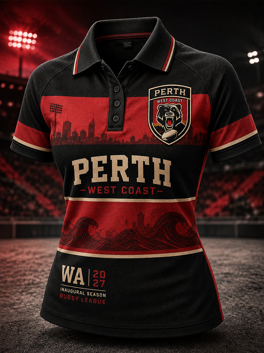 Women's Australian Rugby Perth Bears Fans Polo T-Shirt